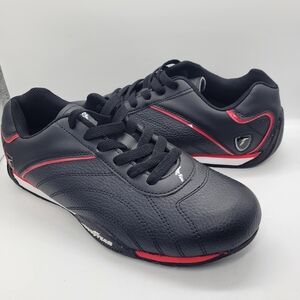 Goodyear Shoes Mens 7.5 Ori Racer Sneakers Lace Up Flats Black Red White Leather